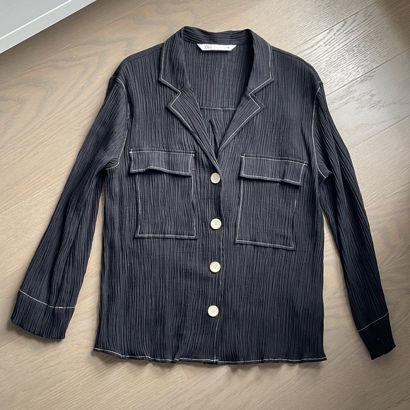 Zara topstitched blouse black - Picture 7 of 11